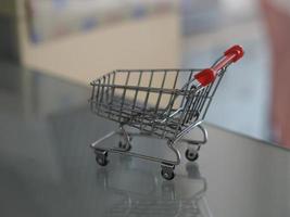 mini trolley supermarket on the table photo