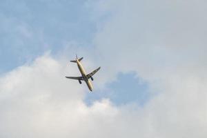 blue sky and airplane image photo