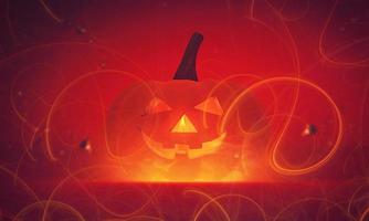 halloween pumpkin on orange background photo