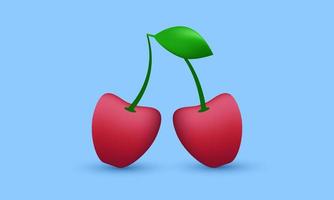 unique cherry realistic fruit 3d design icon isolated on vector