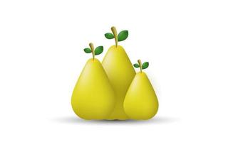 unique 3d yellow cute three pear design isolated on vector