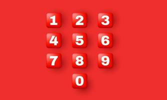 unique 3d set red numbers 1 0 design isolated on vector