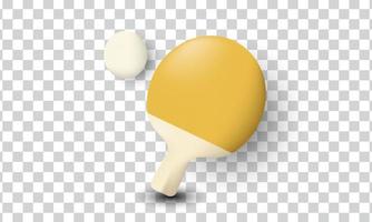 diseño de icono de raqueta de tenis de mesa amarillo 3d único aislado en vector