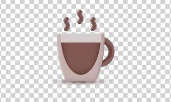 diseño de vector de icono lindo de café de vidrio marrón 3d único aislado en