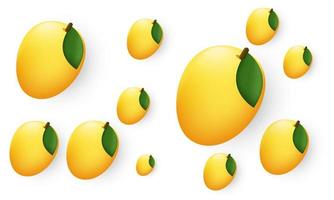 unique 3d yellow fresh half peeled nutritious mango vector icon isolated on