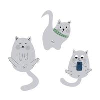 Cute cat butt illustrations set vector