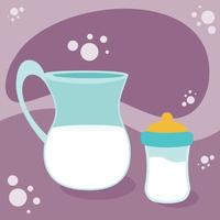 pitcher and bottle of milk vector