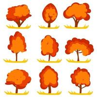 conjunto de árboles abstractos de otoño en el vector eps 10. ilustración dibujada a mano vectorial en estilo plano.