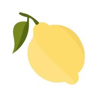 Lemon with leaves minimalism. Sour fresh lemon fruit. vector