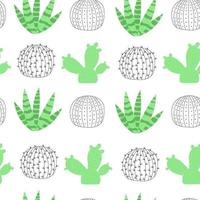 seamless pattern with cactus on a white background in cartoon style.Vector illustration vector