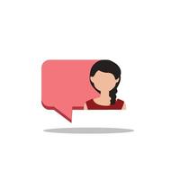 Customer service illustration, female character dialogue, communication, chat. vector