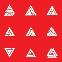 ilustración de un conjunto de logotipos de monograma, iniciales, letras con un concepto de diseño de forma triangular. marca simple, lujo. vector