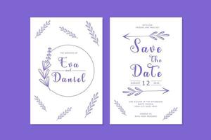 Elegant wedding invitation template in the style of Provence, lavender. Vector illustration