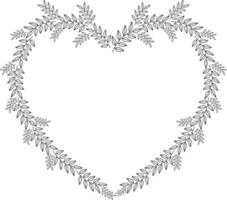 Vector heart. Floral leaves, branch wreath. Greeting cards template. Vector romantic frame isolated on white background. For wedding invitations, holiday typography.