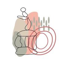 piedra zen en una simple ilustración vectorial de estilo de garabato abstracto con formas sin forma, relajación, meditación y concepto de yoga, pirámide de piedra de colores boho para hacer pancartas, afiches, tarjetas, impresiones, arte mural vector