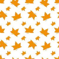 hojas de otoño de patrones sin fisuras, ilustración de estilo plano de concepto minimalista de vector simple, adorno floral natural dibujado a mano de color naranja amarillo para invitaciones, textil, papel de regalo, decoración de vacaciones de otoño