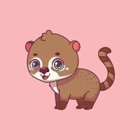 Illustration of a cartoon coati on colorful background vector