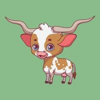 ilustración de un longhorn de dibujos animados sobre fondo de colores vector