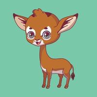 Ilustración de un gerenuk de dibujos animados sobre fondo de colores vector