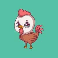 Ilustración de un gallo de dibujos animados sobre fondo de colores vector