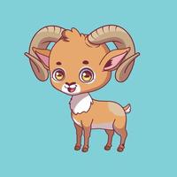 ilustración de un urial de dibujos animados sobre fondo de colores vector