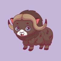 Illustration of a cartoon musk ox on colorful background vector