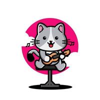 Cute cat playing guitar vector