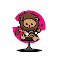 Cute lion playing guitar vector