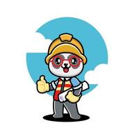 lindo panda trabajador de la construcción de dibujos animados vector