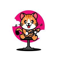 Cute cat playing guitar vector