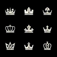 Crown Icon Set Template vector