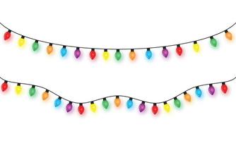 Christmas lights string isolated on white background vector