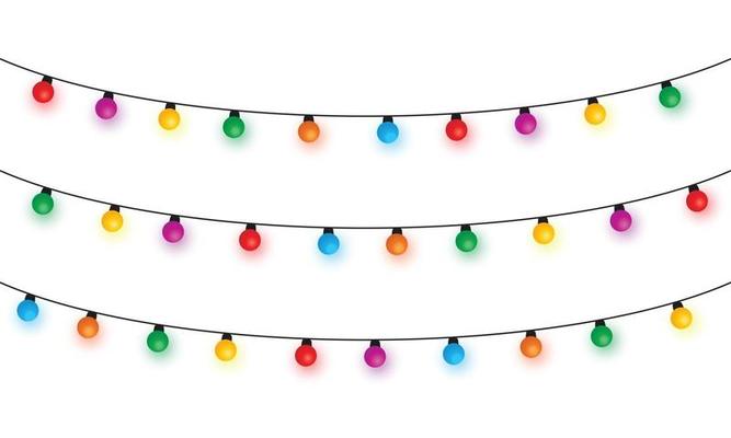 Christmas lights string isolated on white background vector