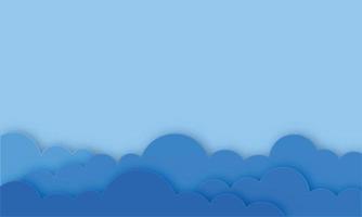 Clouds on blue sky. Banner with copyspace. Paper cut style. vector