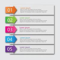 Arrow infographic template with 5 steps, options, parts, elements. Origami style. Vector banner. Can be used for workflow layout, brochure, diagram, chart, web design.