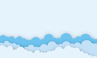 Paper art of clear cloud with toy shower on blue sky paper cut style, baby boy card illustration vector