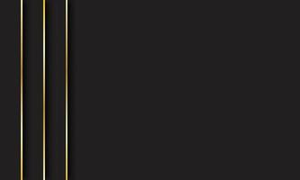 Black and gold overlapped stripes vector header. Geometric material banner with blank space for your logo. Dark abstract vector