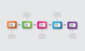 Modern infographic timeline with paper shapes for 5 steps. Vector. vector