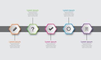 concepto de negocio infográfico con 5 opciones, partes, pasos o procesos. visualización de datos e información. infografías dinámicas geométricas con estilo. vector