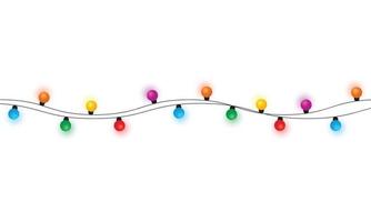 Christmas lights string isolated on white background vector