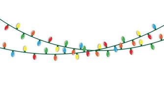 Christmas lights string isolated on white background vector