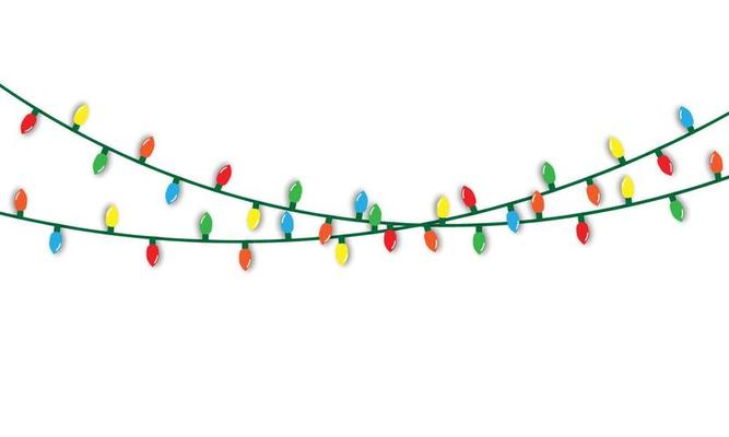 Christmas lights string isolated on white background vector