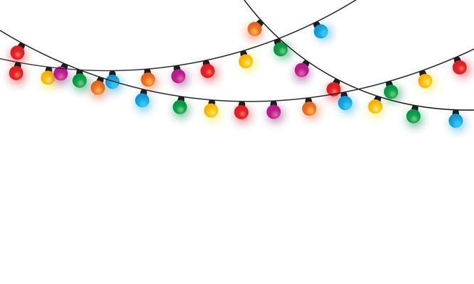 Christmas lights string isolated on white background vector