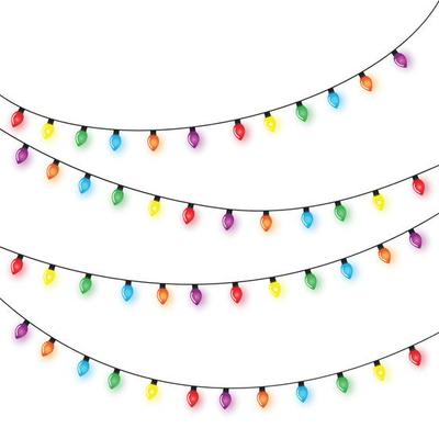 Christmas lights string isolated on white background vector