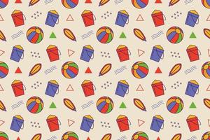 Beach fun cartoon seamless pattern design vector