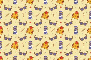 Beach fun cartoon seamless pattern design vector