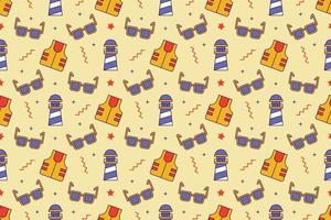 Beach fun cartoon seamless pattern design vector