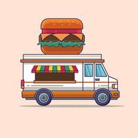 Burger fast food truck vehicle transport illustration designs vector