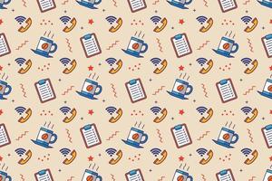 Office work fun cartoon seamless pattern design vector