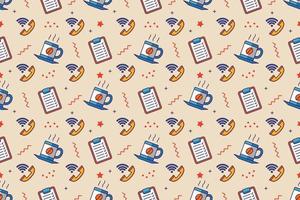 Office work fun cartoon seamless pattern design vector